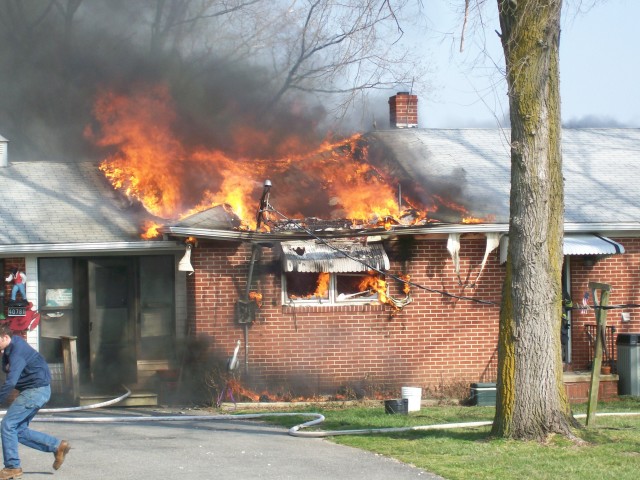 Heavy fire greeted firefighters when they arrived on the scene of this house fire on Parlett Morgan Road